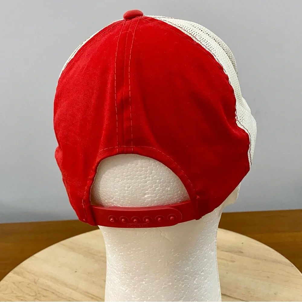 Young AN Vintage Datsun Mesh SnapBack‎ Trucker Advertising Hat Red Yellow 90s